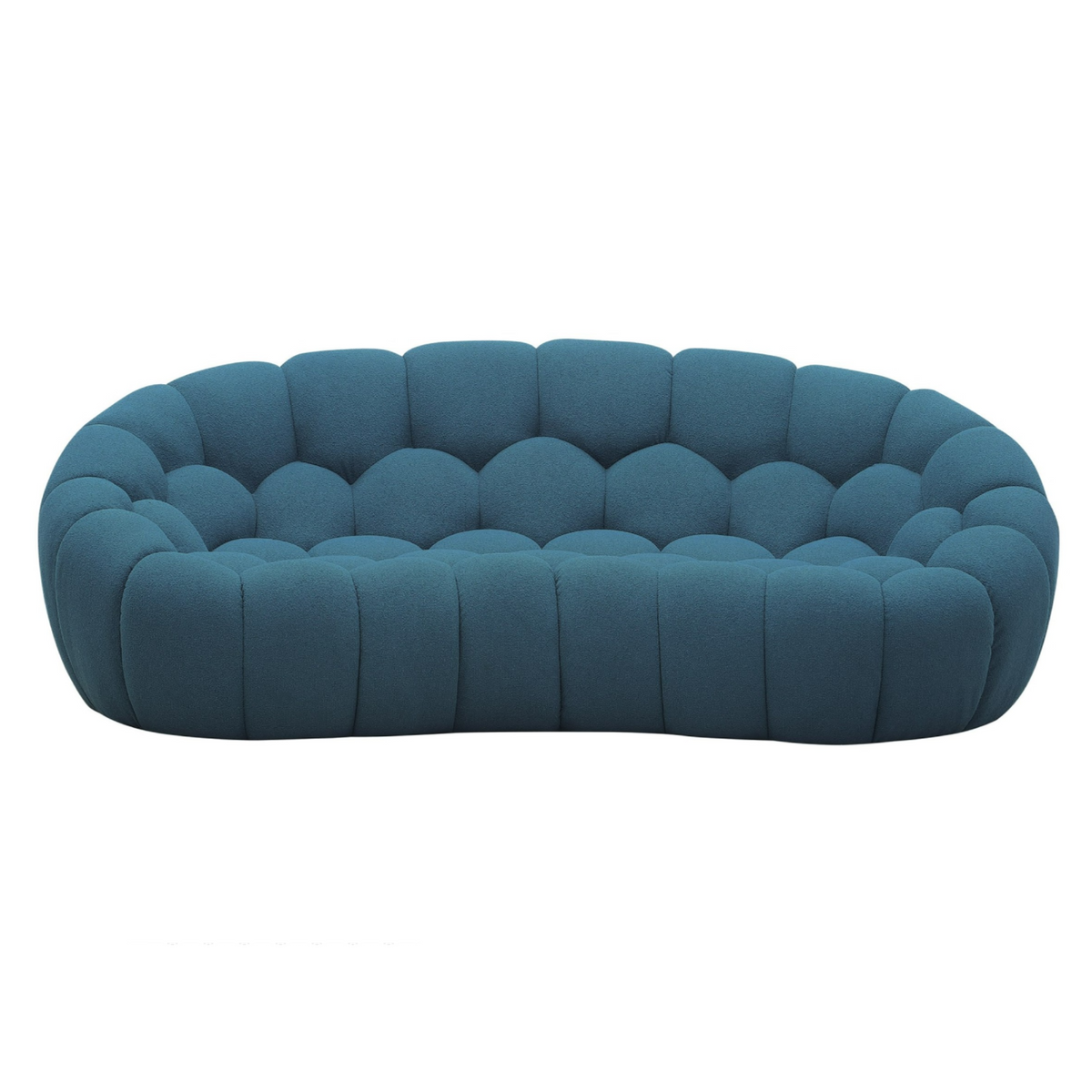 Yolonda Modern Curved Dark Teal Fabric Loveseat