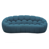 Yolonda Modern Curved Dark Teal Fabric Loveseat