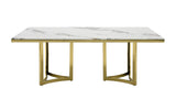 Loomis White Marble & Gold Dining Table