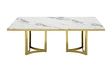 Loomis White Marble & Gold Dining Table