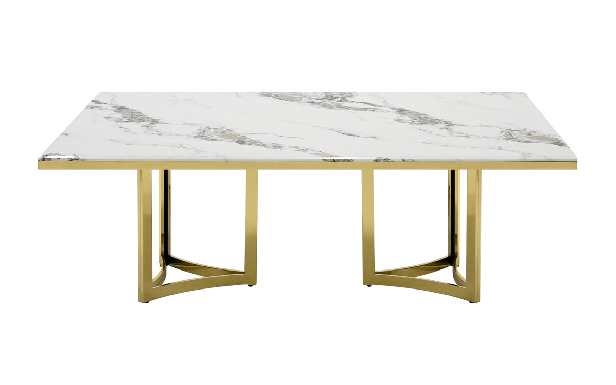 Loomis White Marble & Gold Dining Table