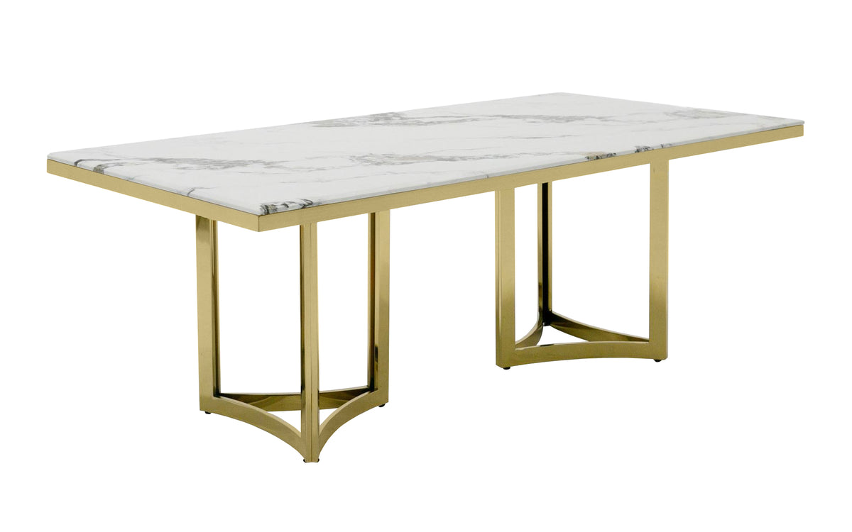 Loomis White Marble & Gold Dining Table