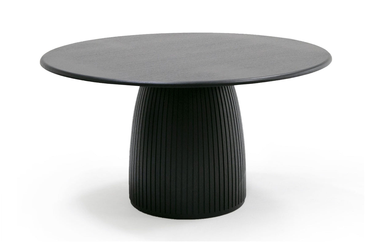 Lander Modern Mid Century Black Oak Round Dining Table