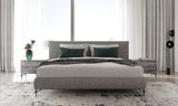 Aria Italian Modern Multi Grey Bed and Two Nightstands