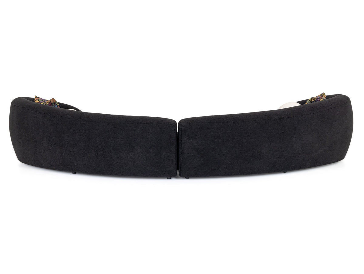 Kilmer Modern Black Curved Fabric Sectional Sofa
