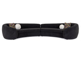 Kilmer Modern Black Curved Fabric Sectional Sofa