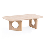 Osaka Modern Faux Marble + Natural Ash Coffee Table