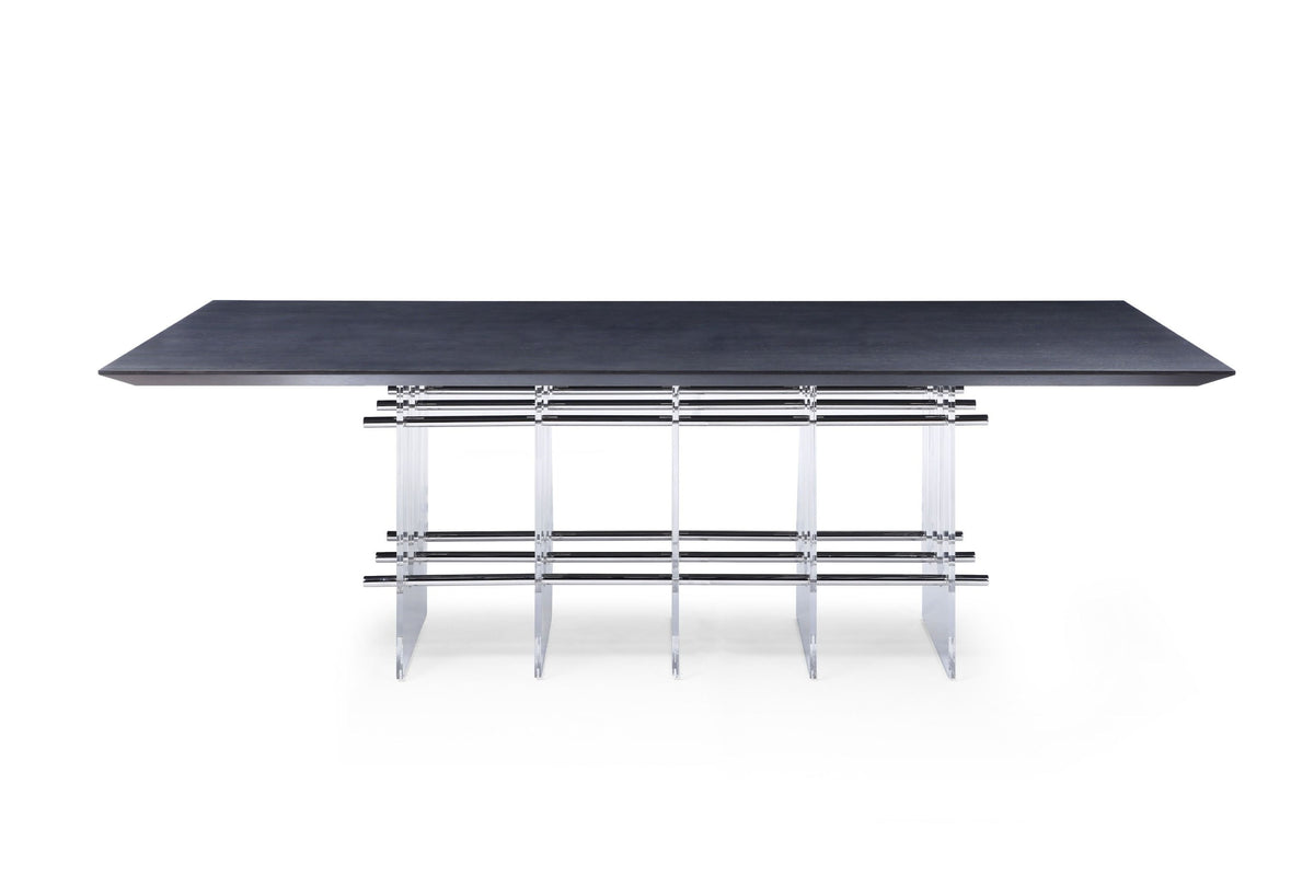 Inverness Contemporary Black Oak + Acrylic Dining Table
