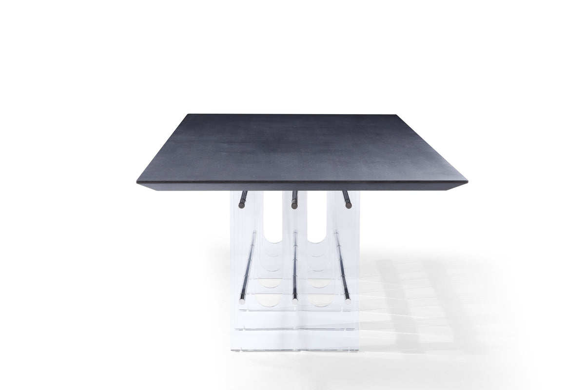 Inverness Contemporary Black Oak + Acrylic Dining Table