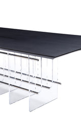 Inverness Contemporary Black Oak + Acrylic Dining Table