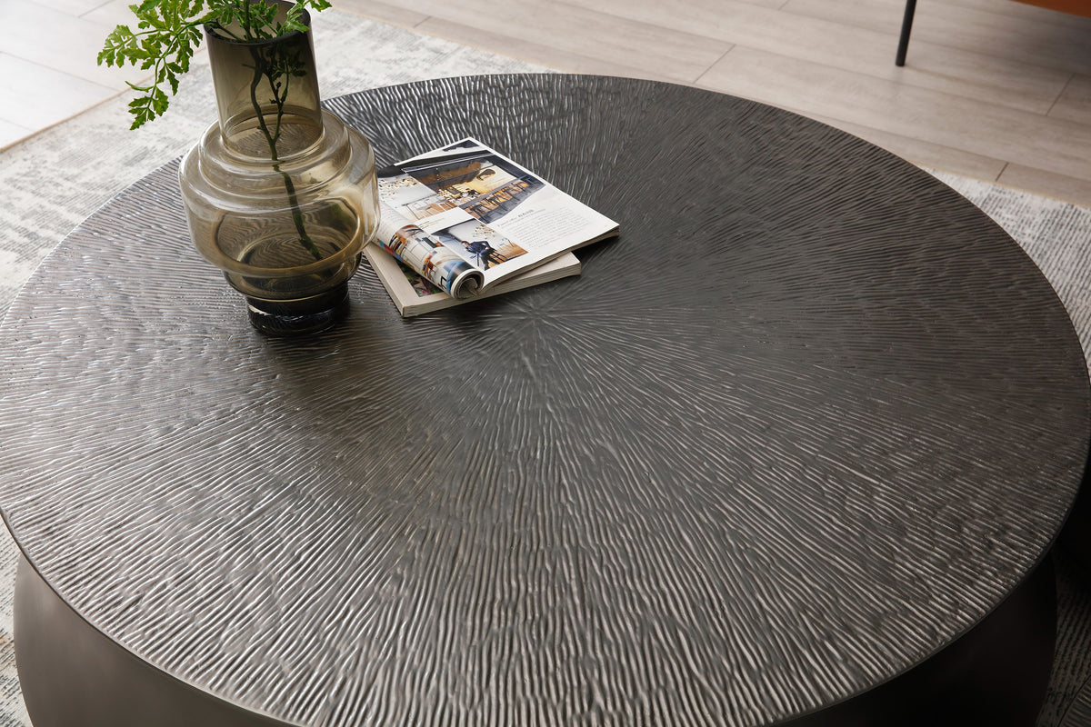 Airdrie Modern Antique Grey Large Round Coffee Table