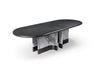 Renfew Modern Black Oak + Faux Marble Oval Dining Table
