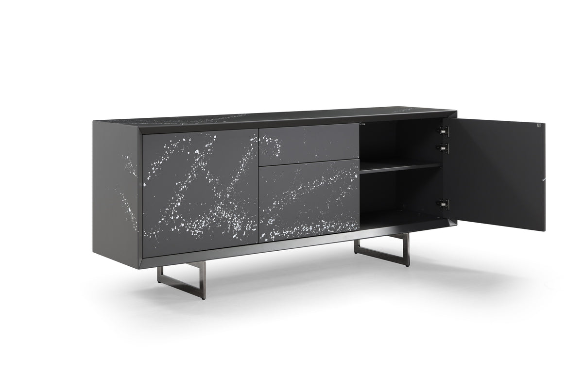 Hawick Contemporary Dark Grey + Abstract White Paint Buffet
