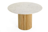 Cambridge White Marble & Mango Round Dining Table