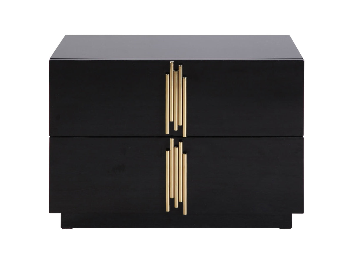 Token Modern Black + Gold Wide Nightstand