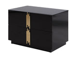 Token Modern Black + Gold Wide Nightstand