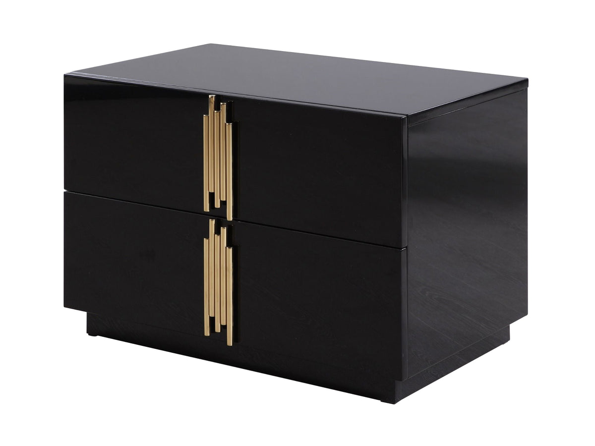 Token Modern Black + Gold Wide Nightstand