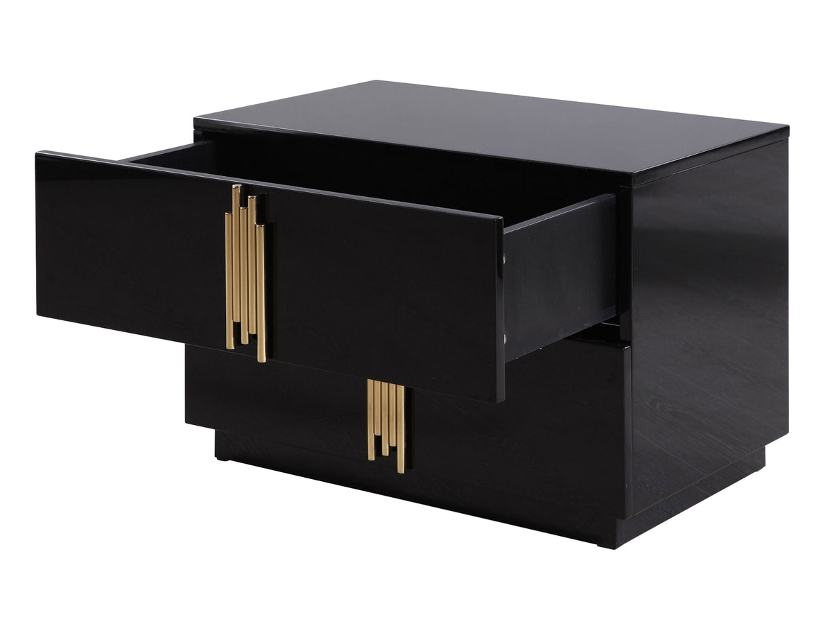 Token Modern Black + Gold Wide Nightstand