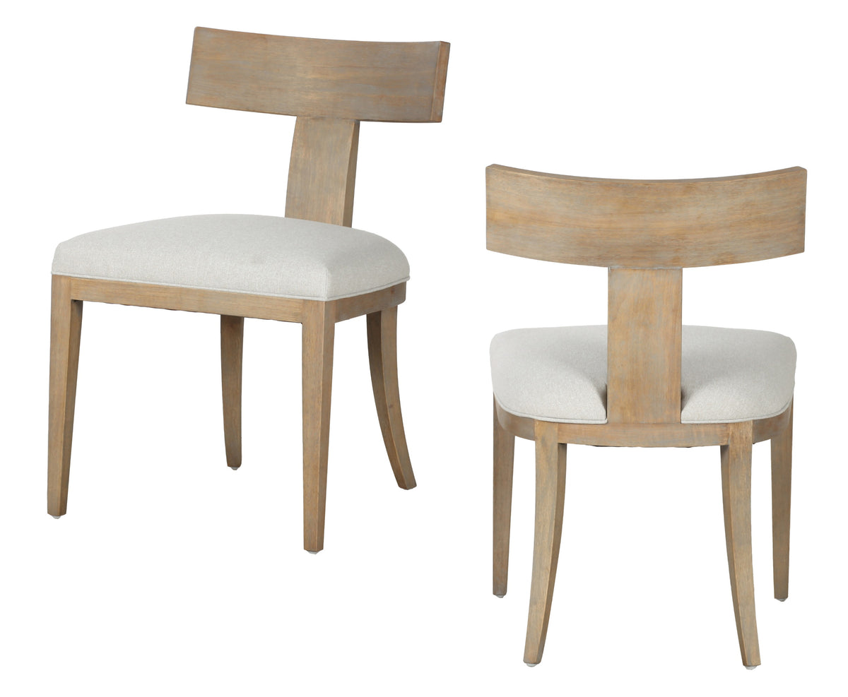 Fabien Mid-Century Modern Beige Linen + Wood Dining Chair (Set of 2)