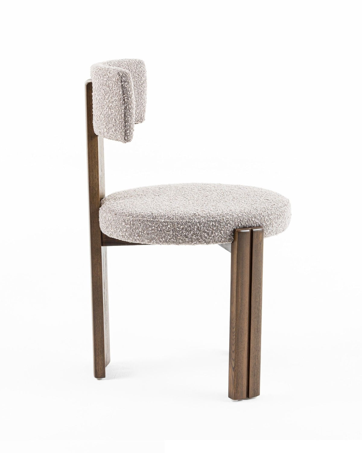 Sheridan Mid-Century Modern Grey Fabric + Walnut Dining Chair