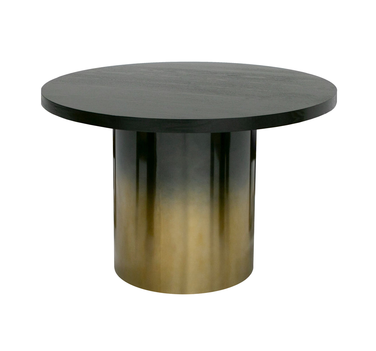 Elmira Glam Black Ash + Gradient Stainless Steel Round Dining Table