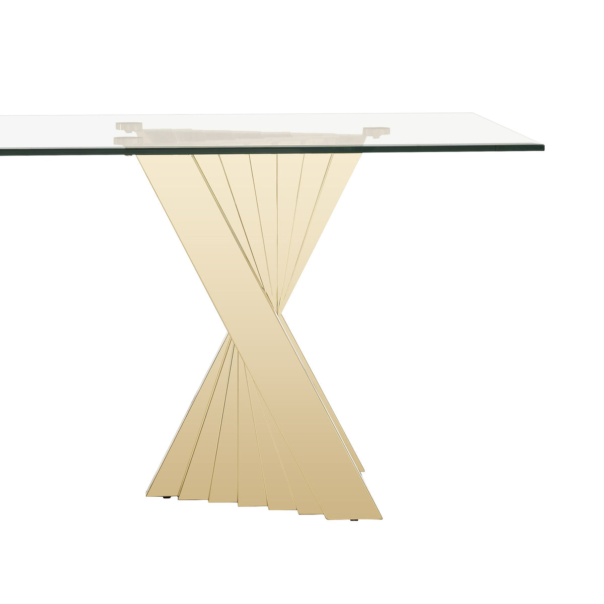 Buquet Glam Glass + Champagne Gold Rectangular Dining Table