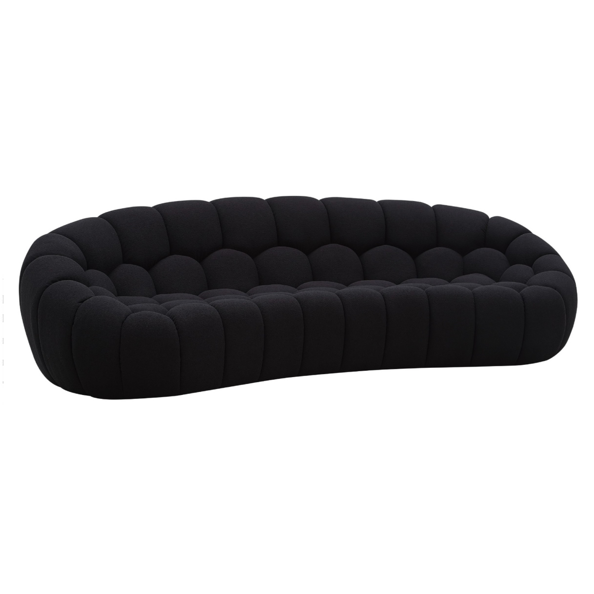 Yolonda Modern Curved Black Fabric Sofa