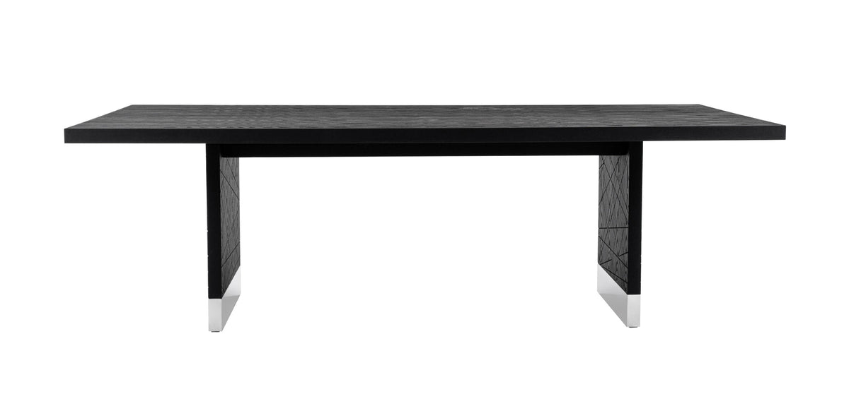 Kenda Modern Black Ash + Stainless Steel Dining Table