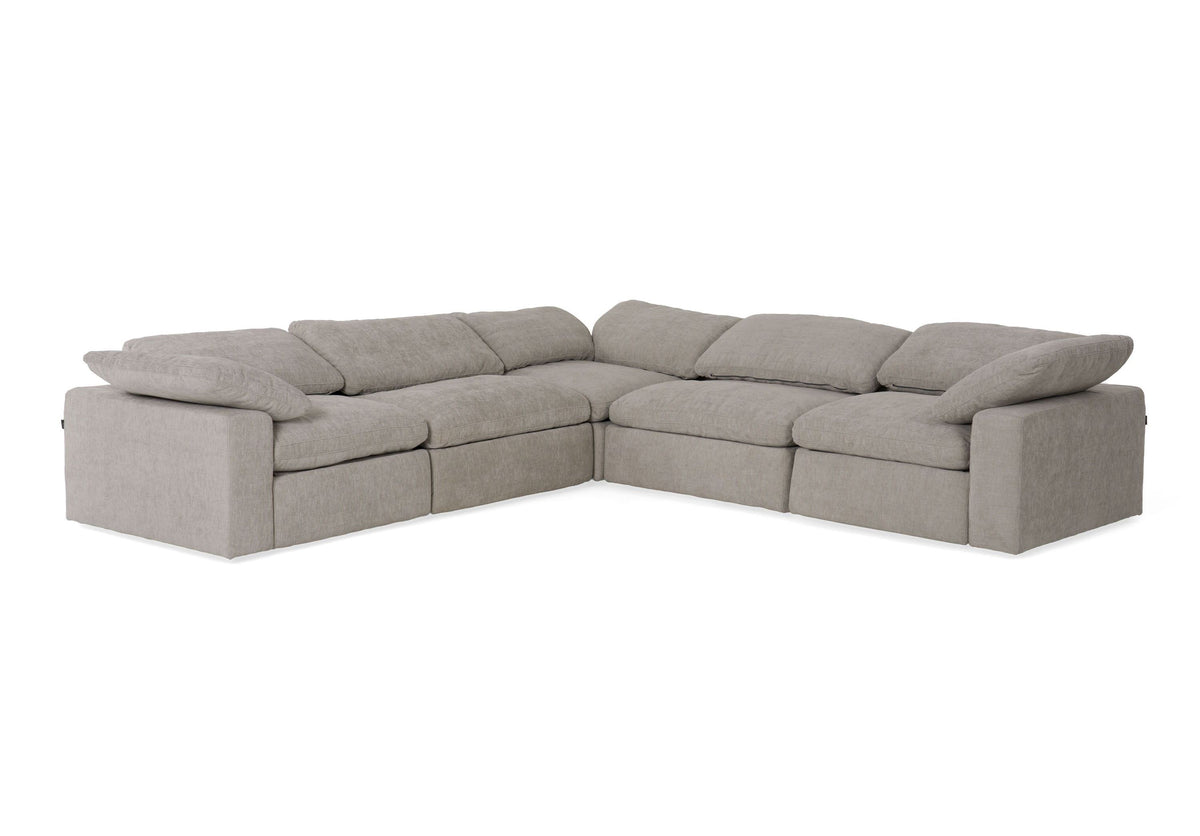 Corinth Modern Grey Fabric Sectional Sofa with 3 Power Recliners