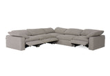 Corinth Modern Grey Fabric Sectional Sofa with 3 Power Recliners