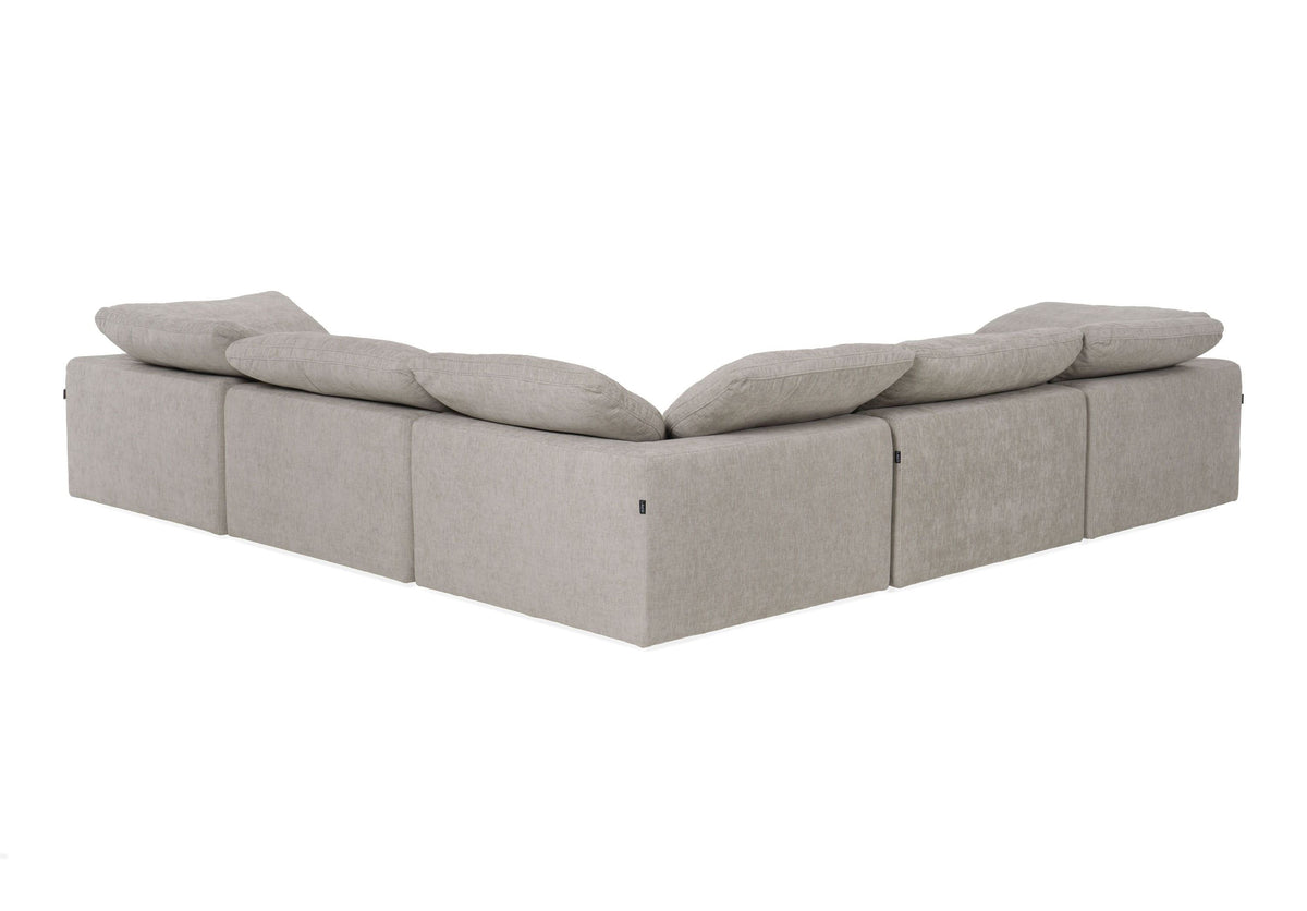 Corinth Modern Grey Fabric Sectional Sofa with 3 Power Recliners