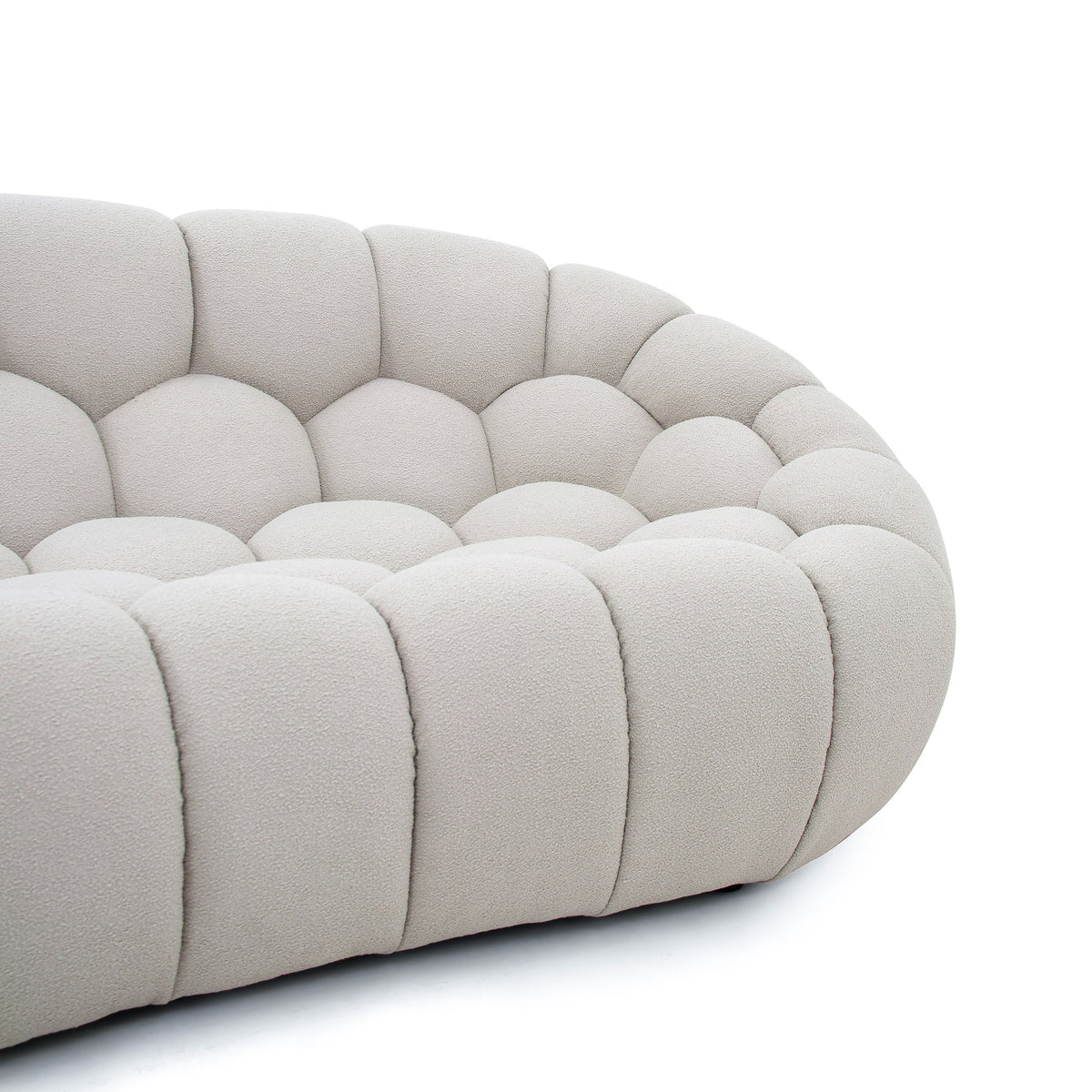 Yolonda Modern Curved Beige Fabric Sofa Set