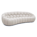 Yolonda Modern Curved Beige Fabric Sofa