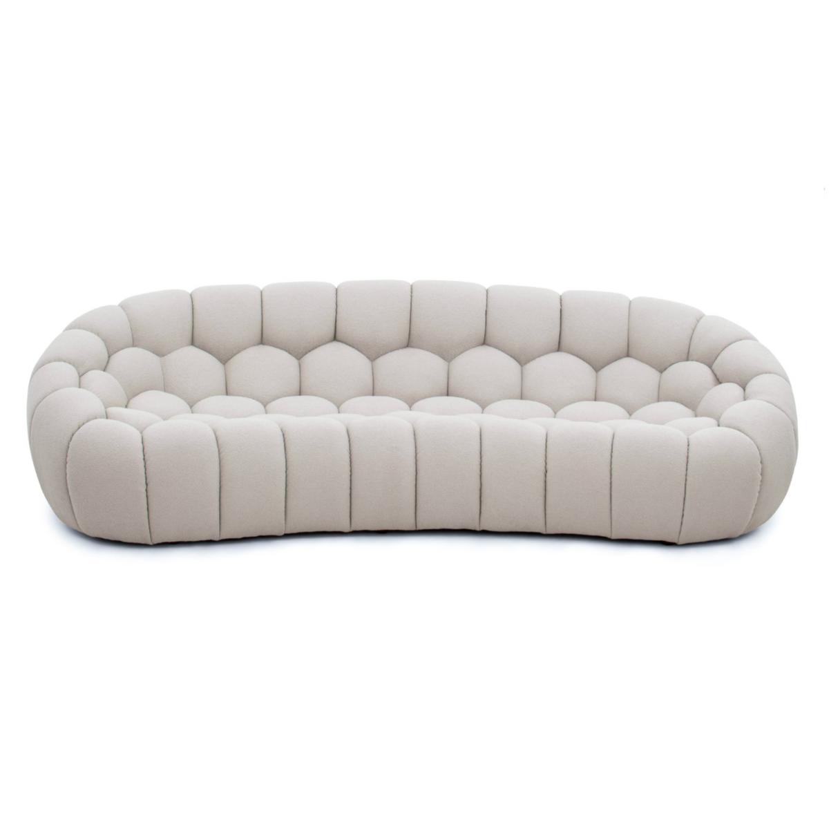 Yolonda Modern Curved Beige Fabric Sofa