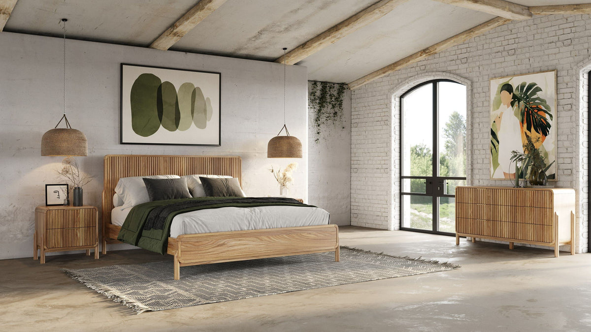 Mikala Modern Natural Oak Bedroom Set