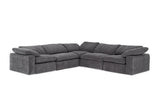 Corinth Modern Dark Grey Fabric Sectional Sofa with 3 Power Recliners