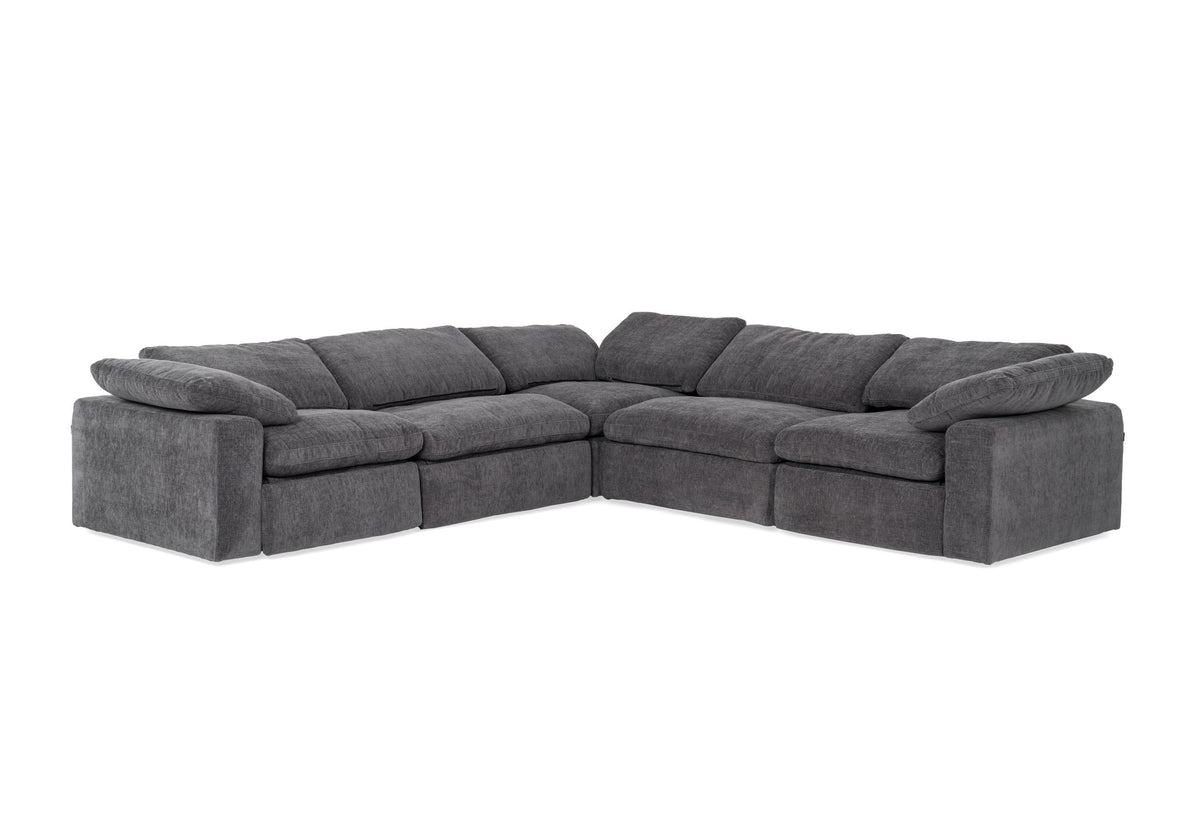 Corinth Modern Dark Grey Fabric Sectional Sofa with 3 Power Recliners