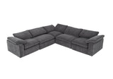 Corinth Modern Dark Grey Fabric Sectional Sofa with 3 Power Recliners