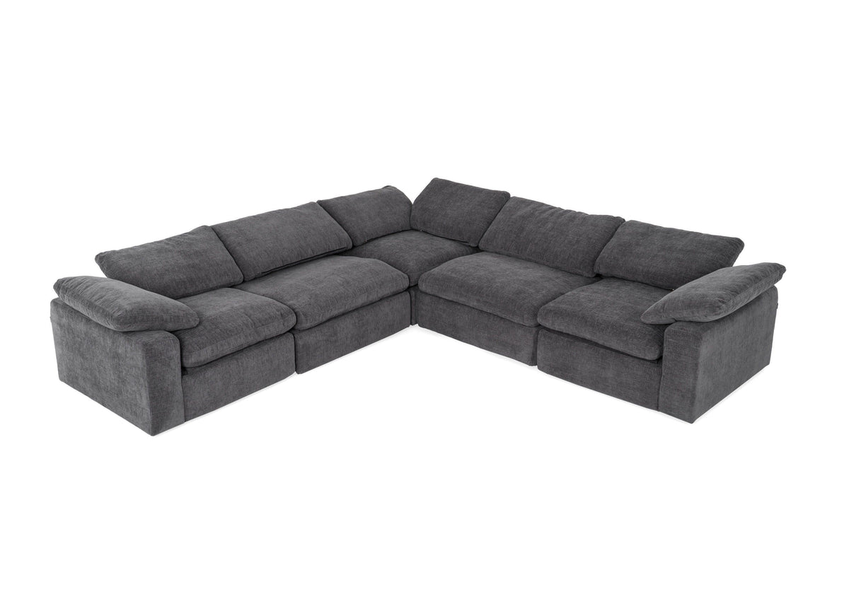 Corinth Modern Dark Grey Fabric Sectional Sofa with 3 Power Recliners