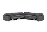 Corinth Modern Dark Grey Fabric Sectional Sofa with 3 Power Recliners