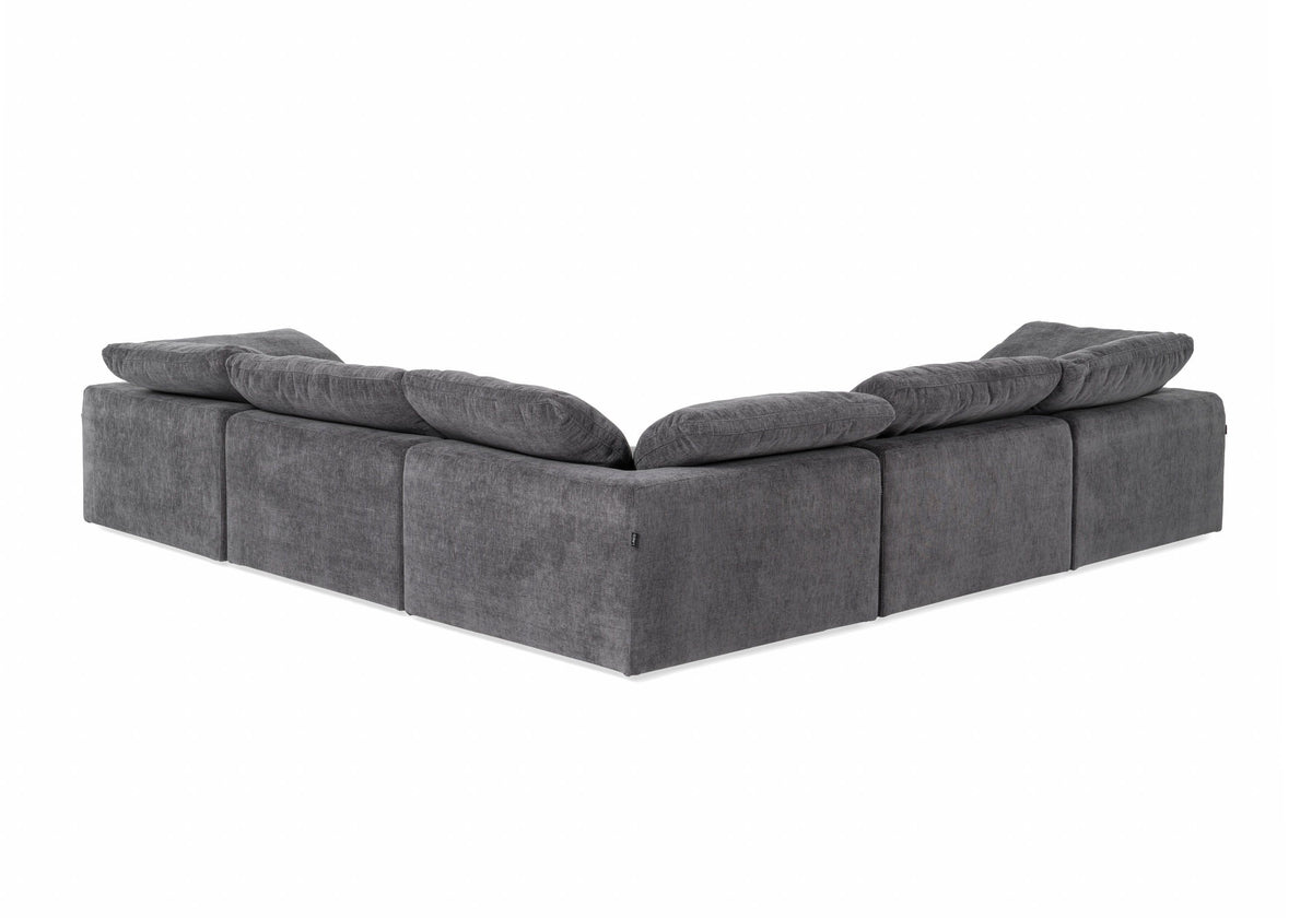 Corinth Modern Dark Grey Fabric Sectional Sofa with 3 Power Recliners