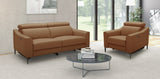 Eden Modern Camel Leather Sofa With 2 Recliners