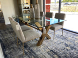 Beasley Modern Beige Linen + Brass Dining Chair