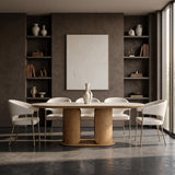 Claudine Modern Light Grey Fabric & Antique Brass Dining Chair