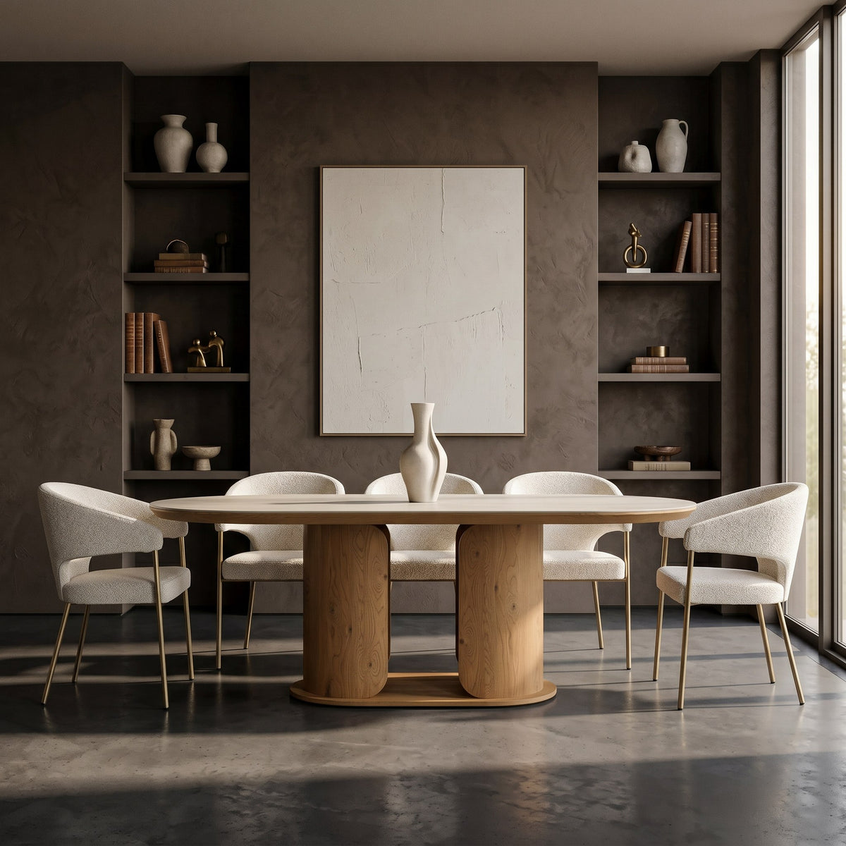 Claudine Modern Light Grey Fabric & Antique Brass Dining Chair