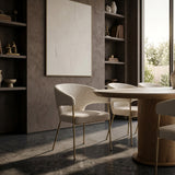 Claudine Modern Light Grey Fabric & Antique Brass Dining Chair