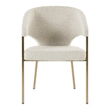 Claudine Modern Light Grey Fabric & Antique Brass Dining Chair