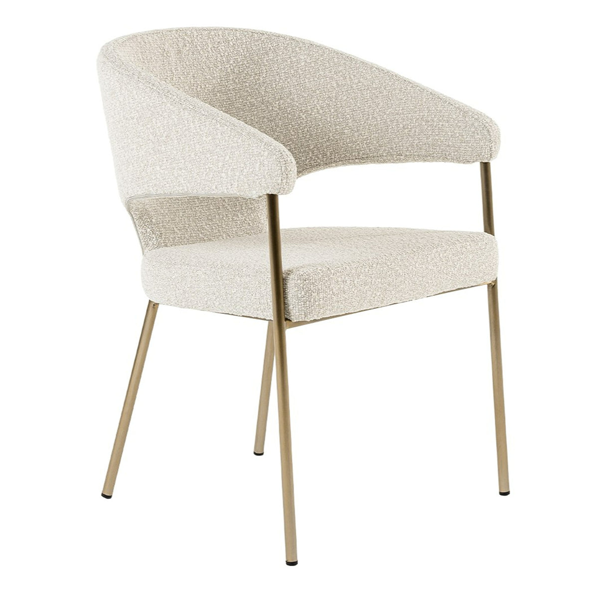 Claudine Modern Light Grey Fabric & Antique Brass Dining Chair