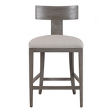 Fabien Mid-Century Modern Beige Linen + Grey Wash Counter Chair