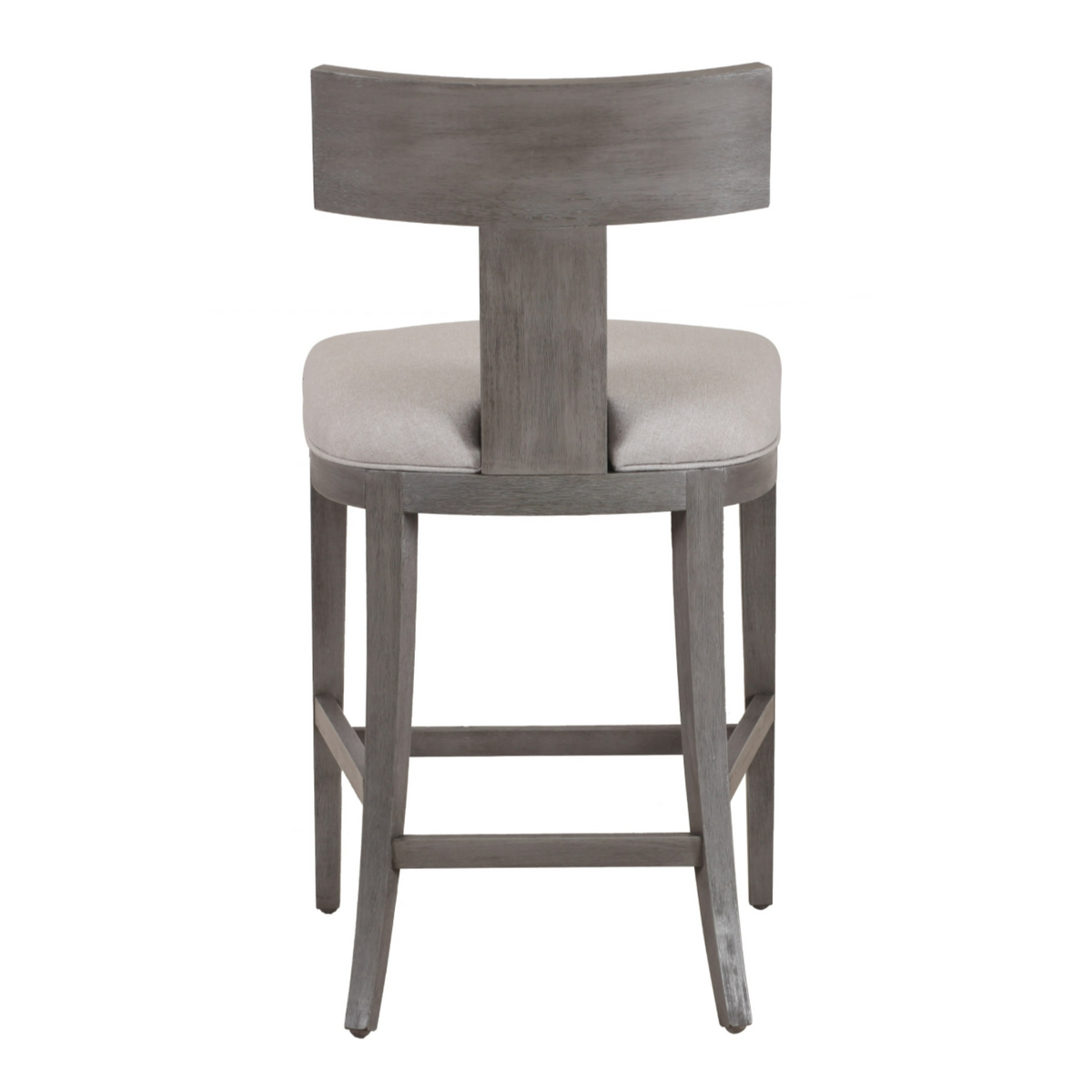Fabien Mid-Century Modern Beige Linen + Grey Wash Counter Chair